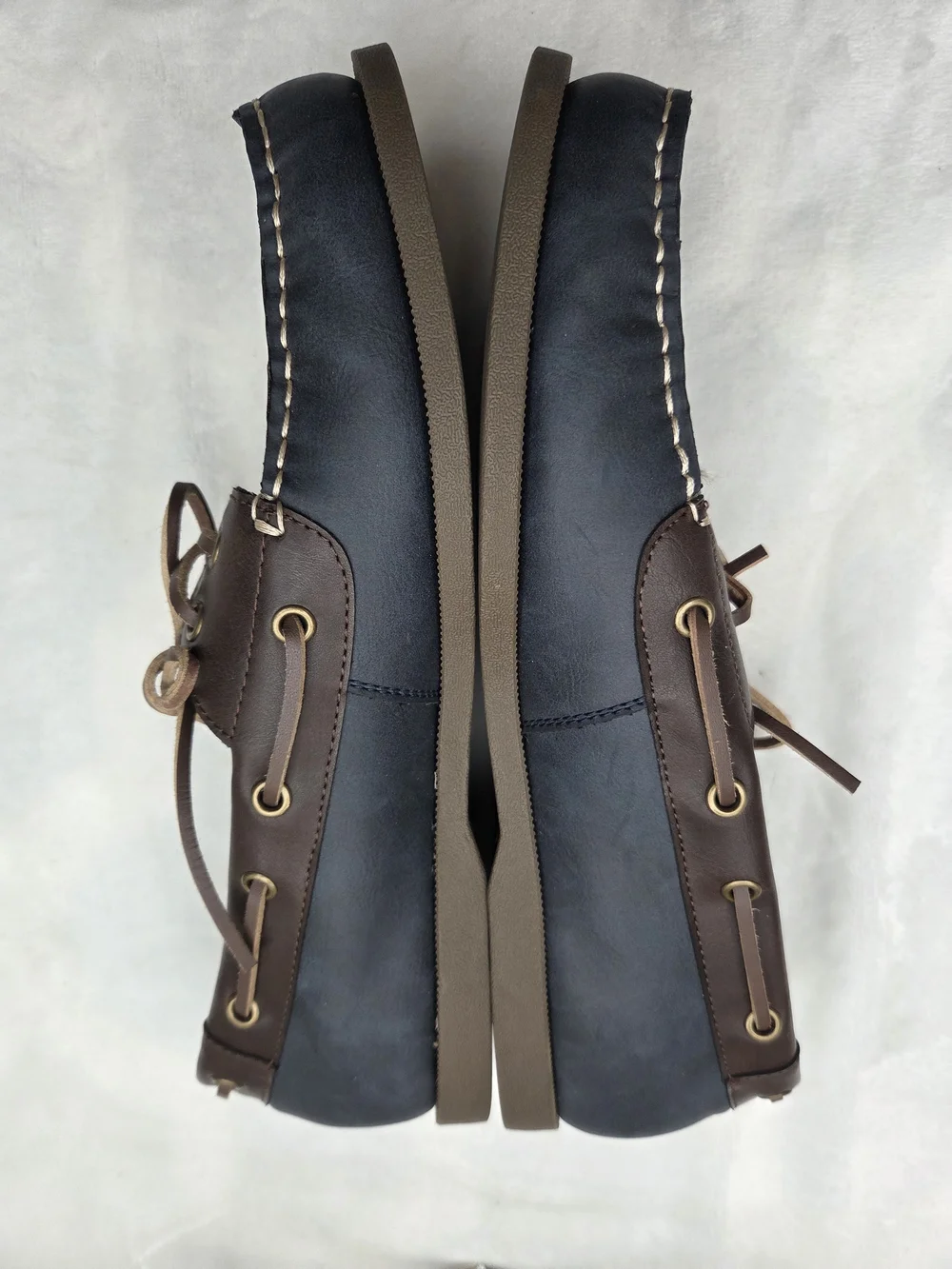 Tommy Hilfiger Men's Boat Shoes Navy Brown Leather Lace Up Loafers US 10 EU 43